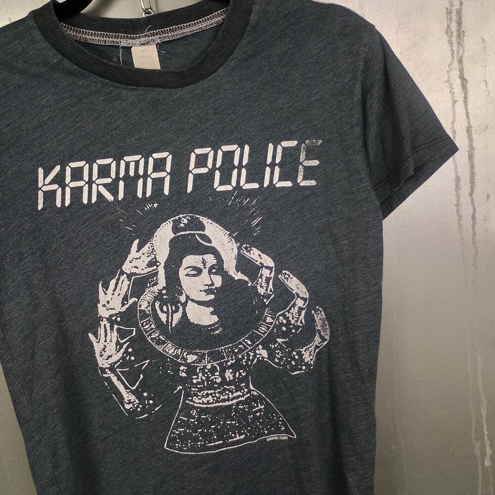 Radiohead Karma Police Vintage Y2K 2000s Waffo Grunge Baby Tee Top Shirt Small